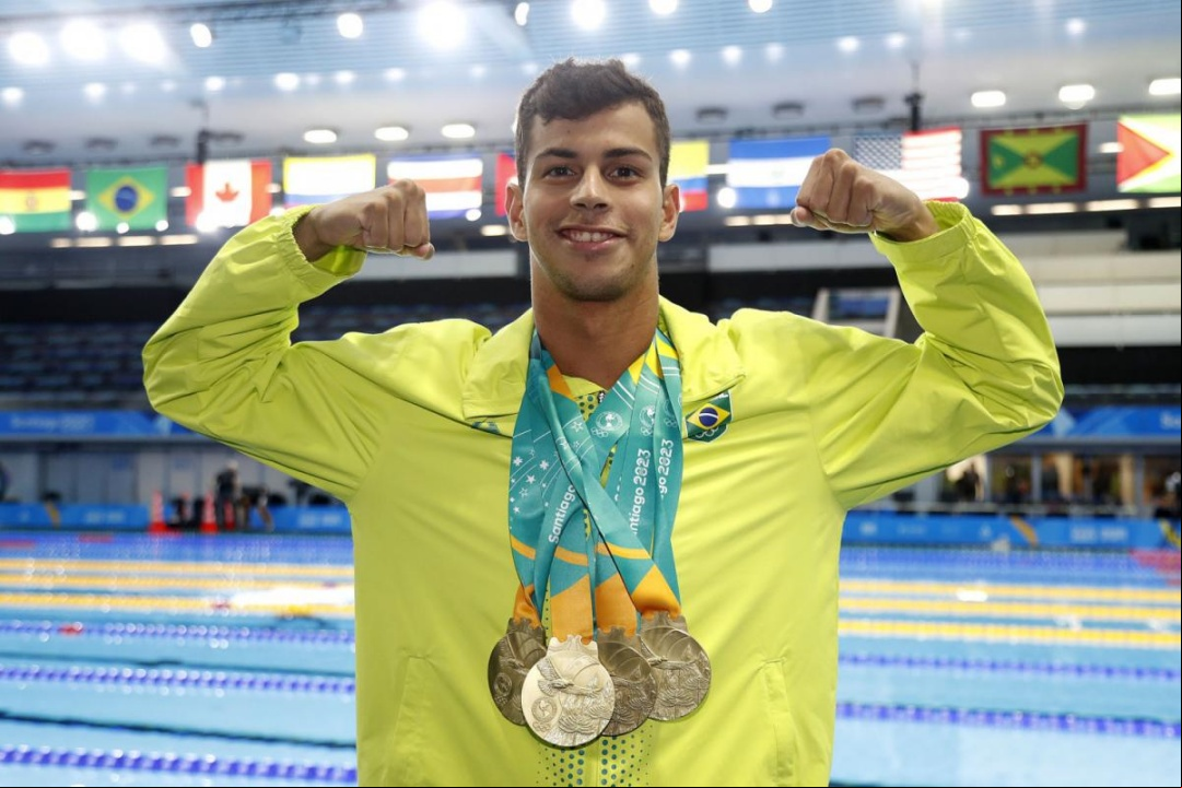 Foto: Sátiro Sodré/CBDA – Guilherme Costa: quatro ouros durante o Pan, o último nos 1.500m livre